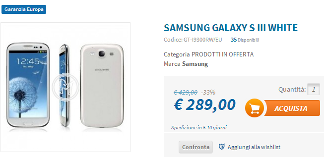 SAMSUNG GALAXY S III WHITE PRODOTTI IN OFFERTA Techmania maniaci della tecnologia Novità| Offertissima: Samsung Galaxy S3 a 289€